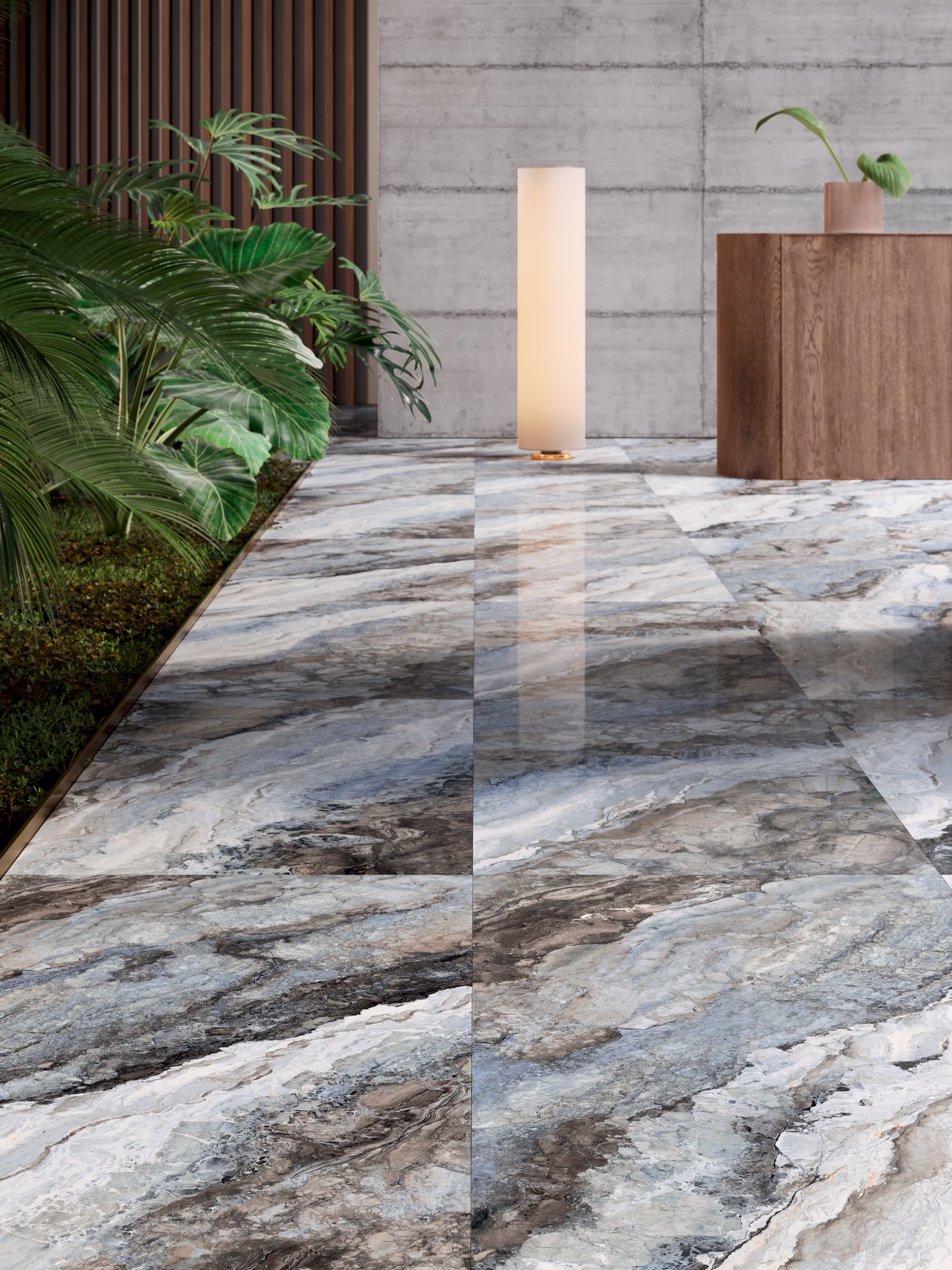 大理石調タイル Mystic Ocean(オーシャン)—床の施工イメージ