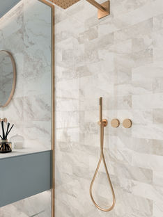 ボウクスの大理石調のMYSTICタイルを使った空間