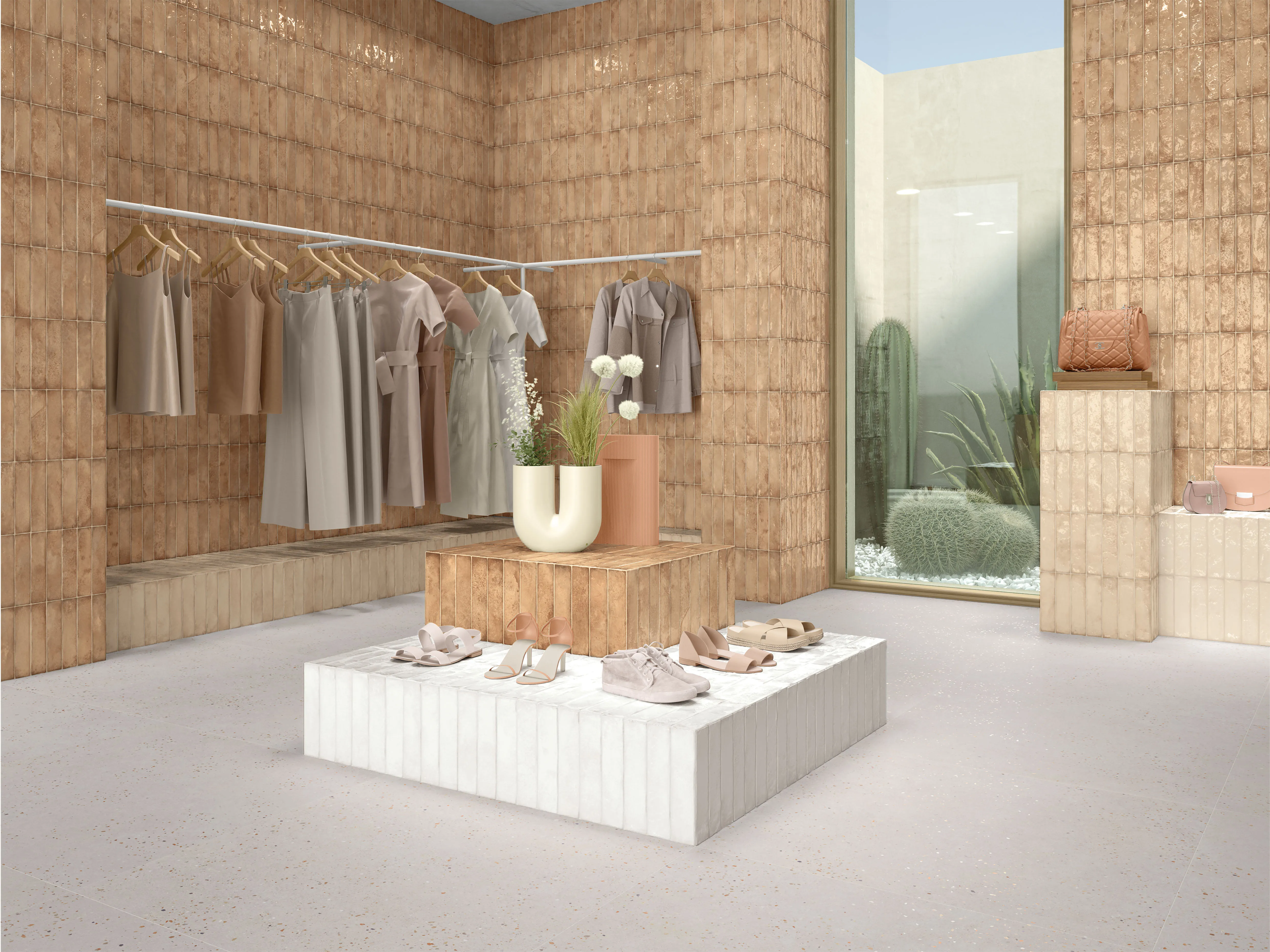 900角のマイクロテラゾータイルを採用したブティックのイメージ｜HARMONY SENSAシリーズ