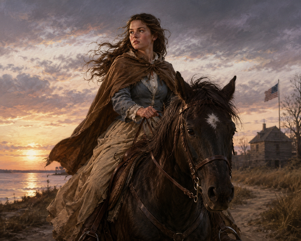 Artist Rendering of Betsy Dowdy's Ride on Black Bess--Corolla, North Carolina