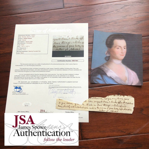 ABIGAIL ADAMS JSA LOA Partial Autograph Letter Signed To John 
