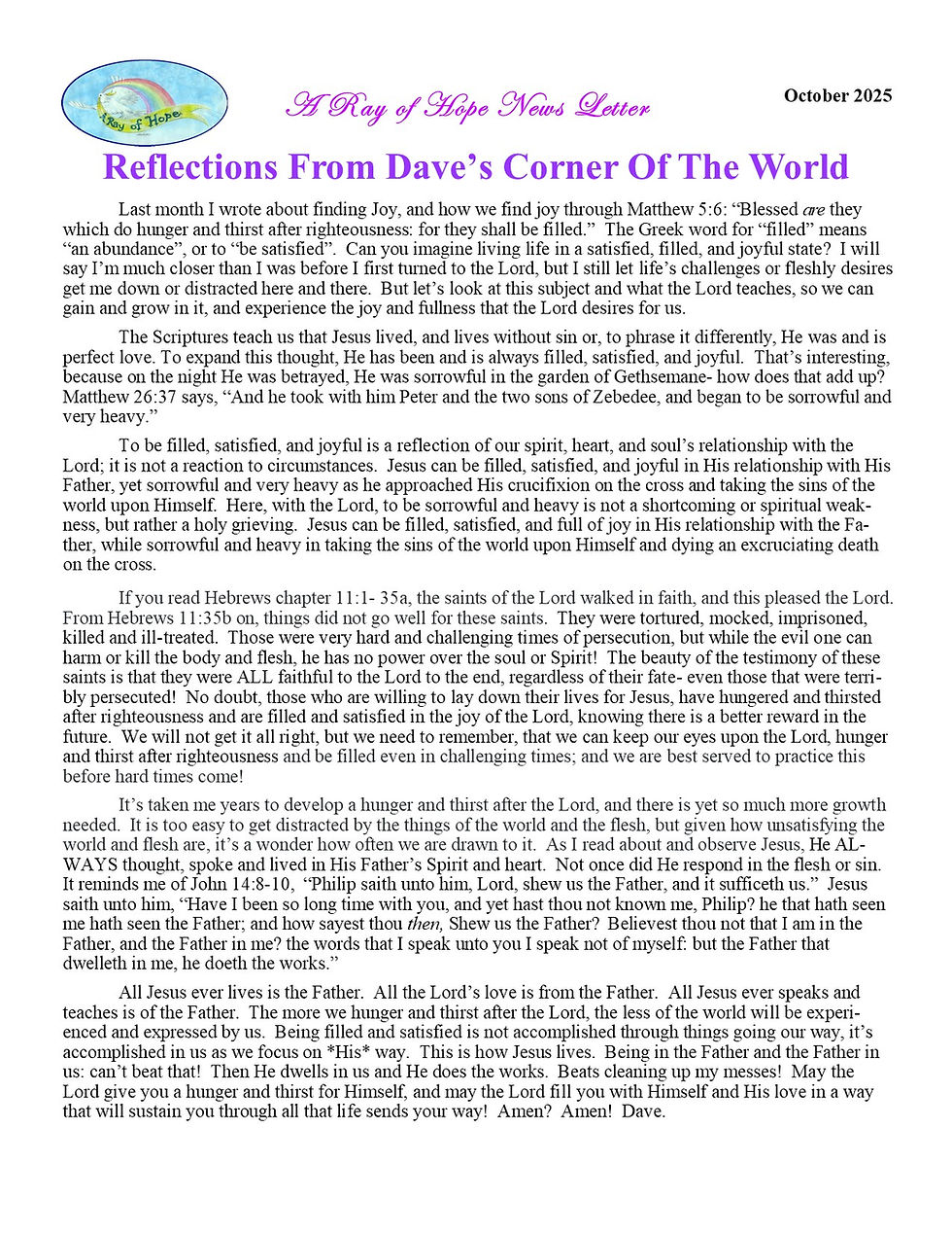 October 2025 Newsletter