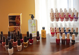 Nail polish and products displayed for sale at True Colors