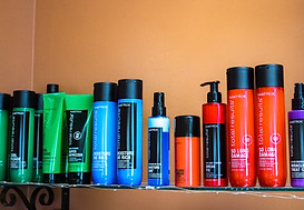 Hair products displayed for sale at True Colors