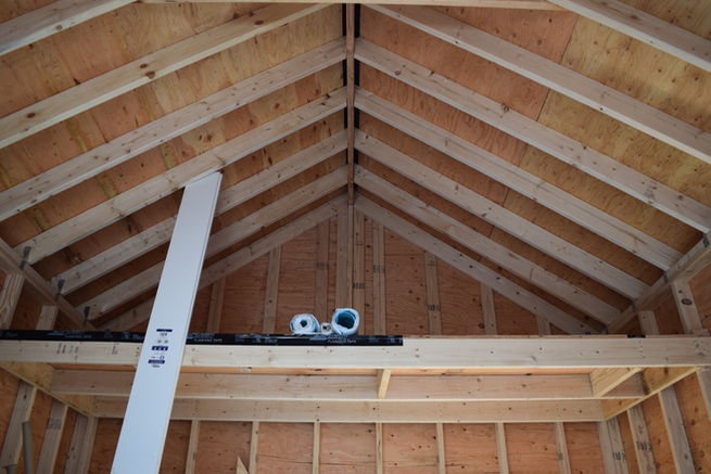 A custom shed interior loft in progress, built by Elite Renovation LLC Rhode Island