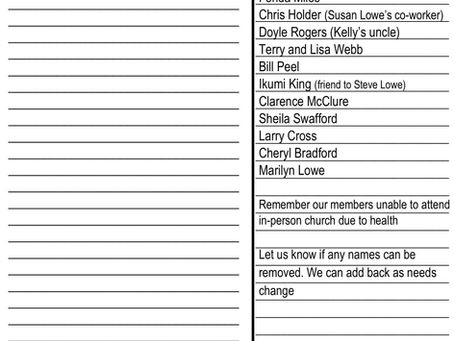 10.19.2025 - Prayer Needs