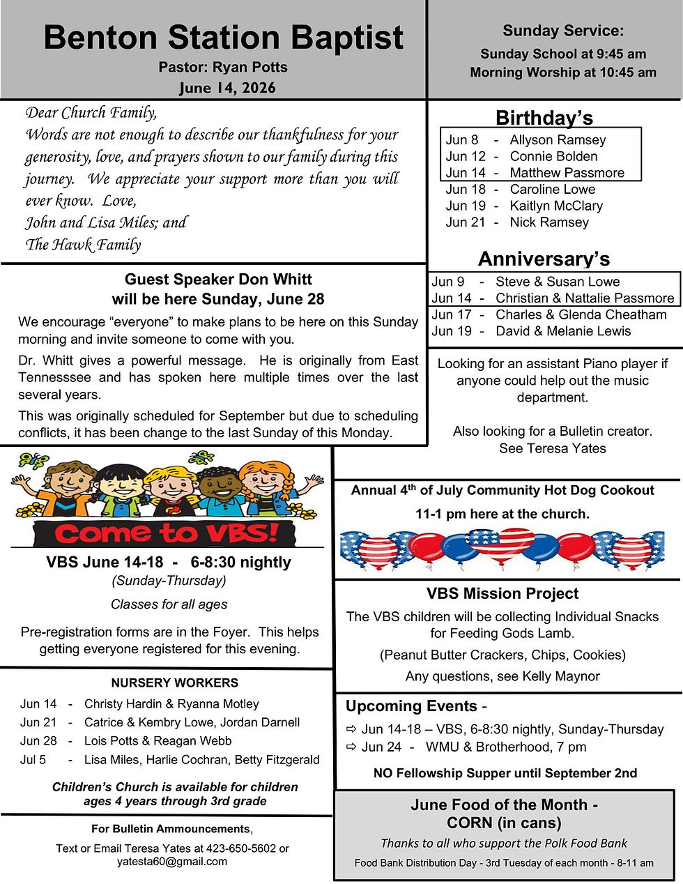 6.14.2026 - Bulletin