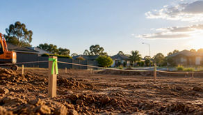 Marked Melbourne building site before slab preparation