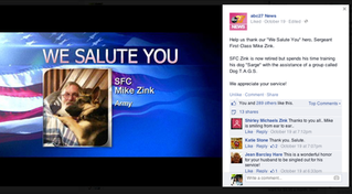 We Salute You Mike Zink! Service Dog Recipient Mike Zink Honored on WGAL News