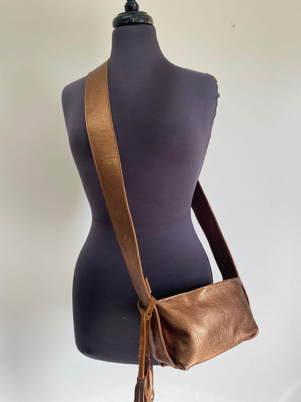 Thumbnail: The Box Bag — Metallic Gunmetal Leather Crossbody (Pewter)