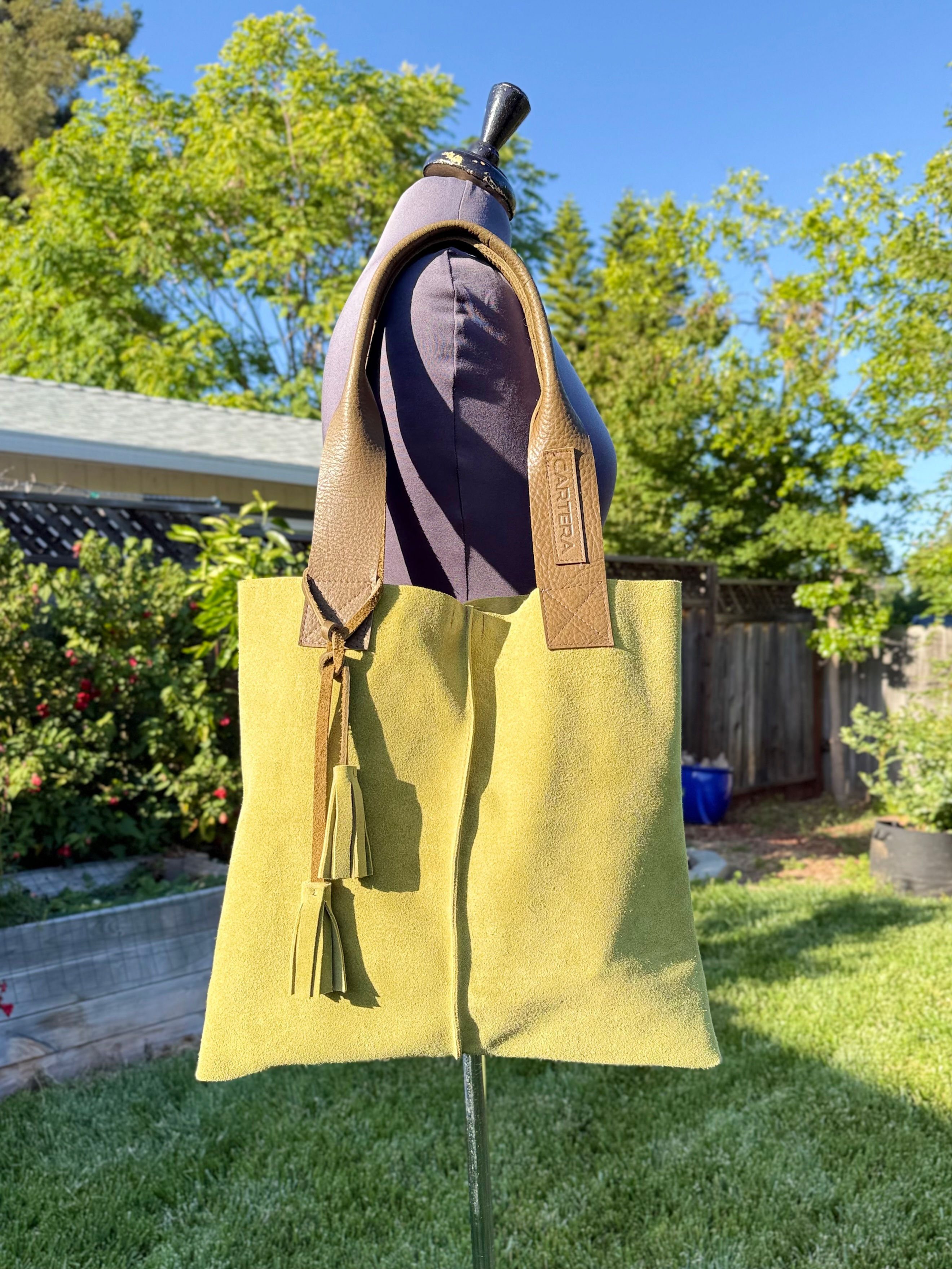 The Dani — Country Tote in Olive Green Suede