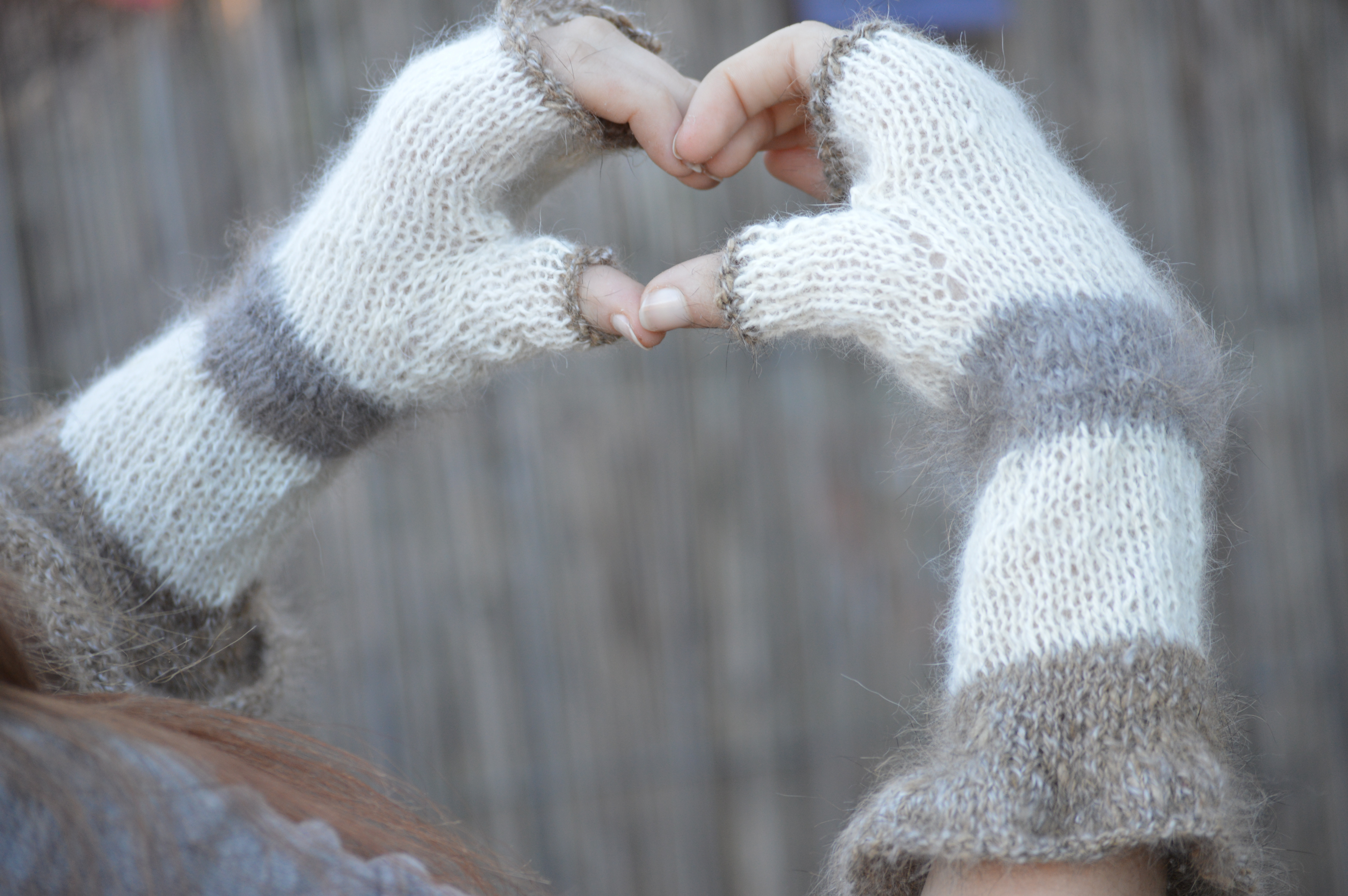 Mitaines angora longues