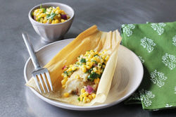 Pulled Pork Tamales With Corn Salsa via Kitchen Konfidence