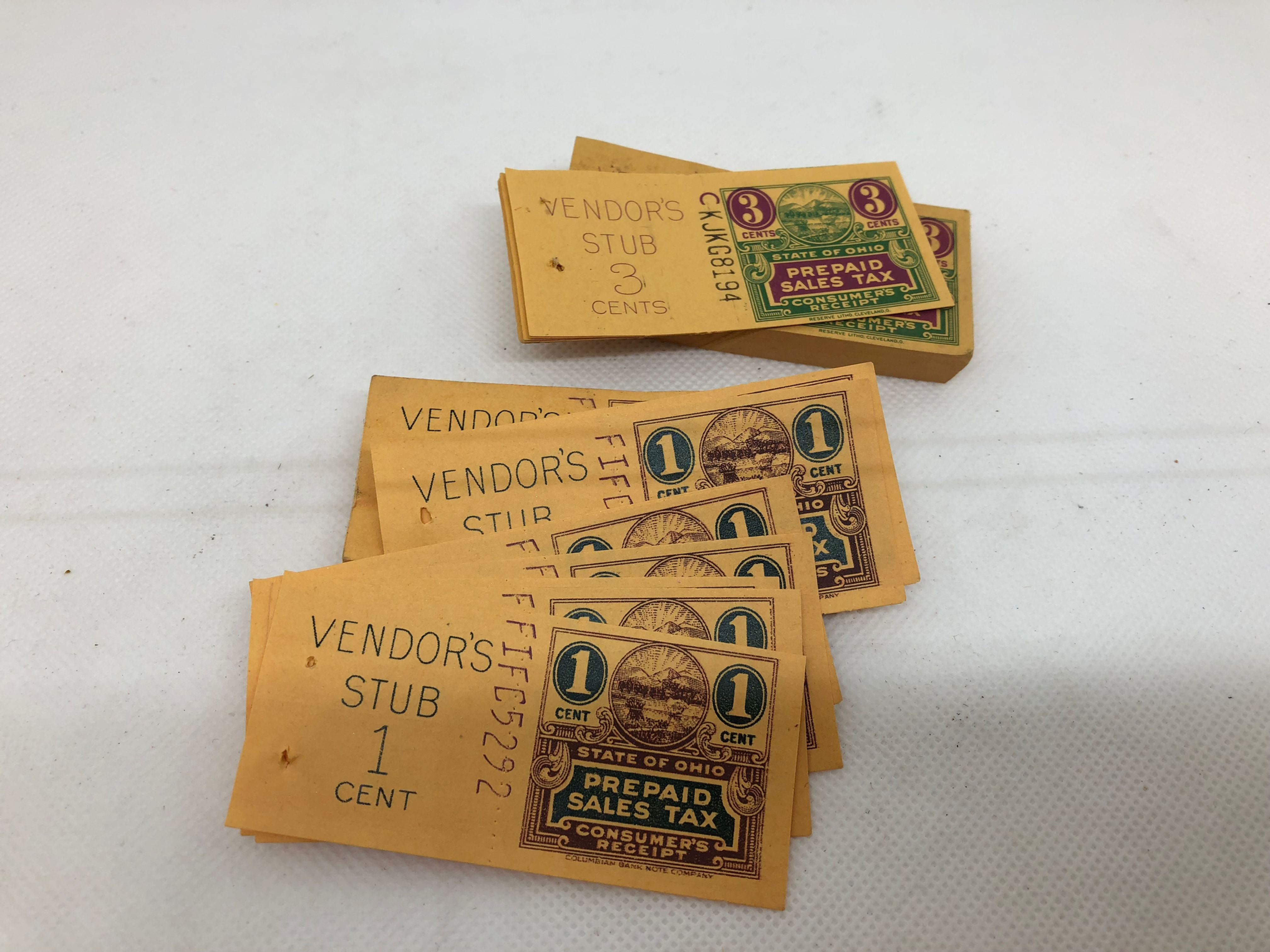 Vintage Ohio Prepaid Sales Tax Receipts Tax Stamps Set of 10
