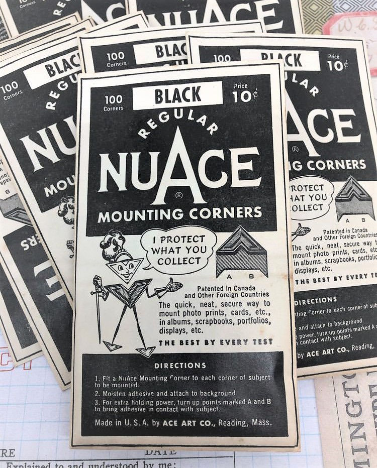 Thumbnail: Vintage Nu Ace Mounting Corners, Black and Ivory