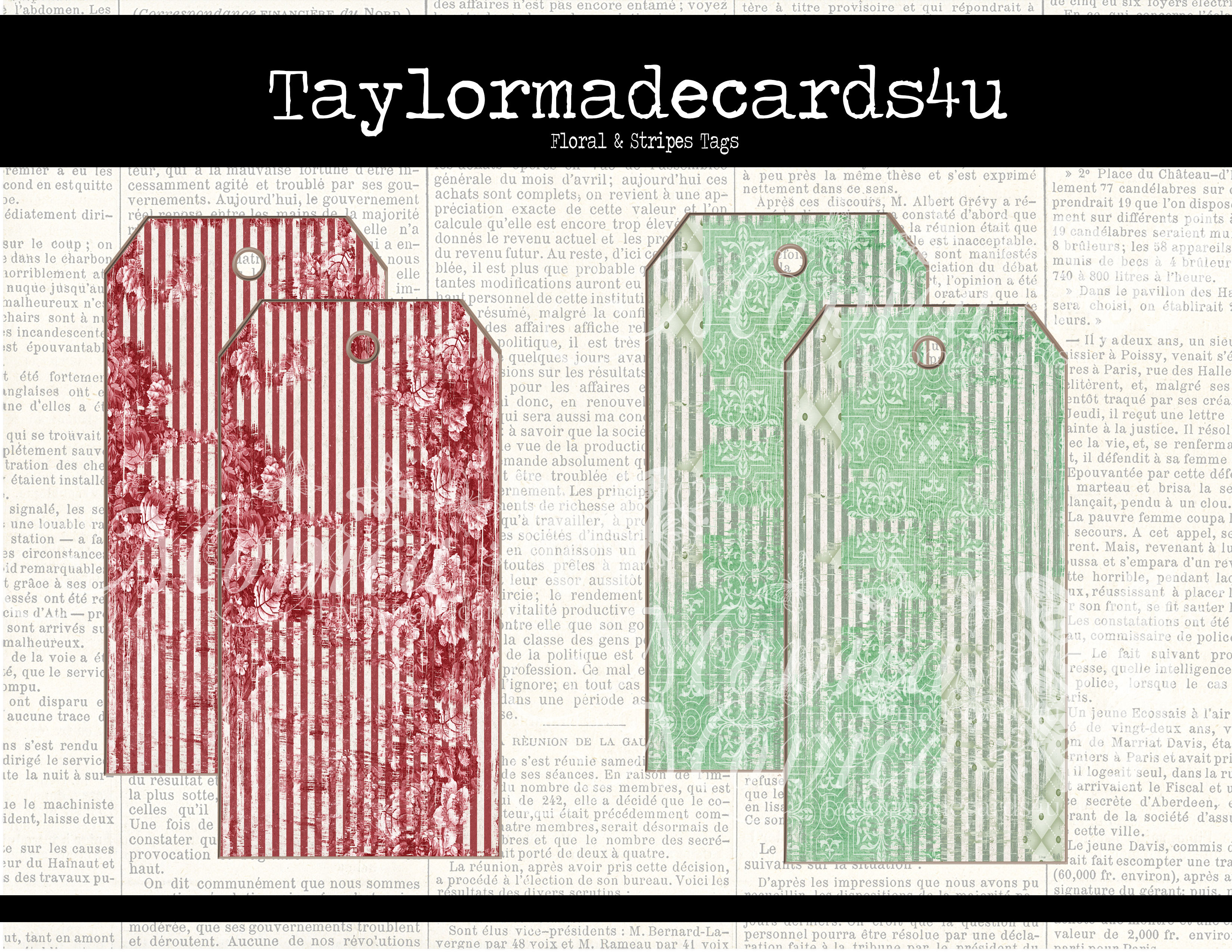 Floral and Stripes Tags