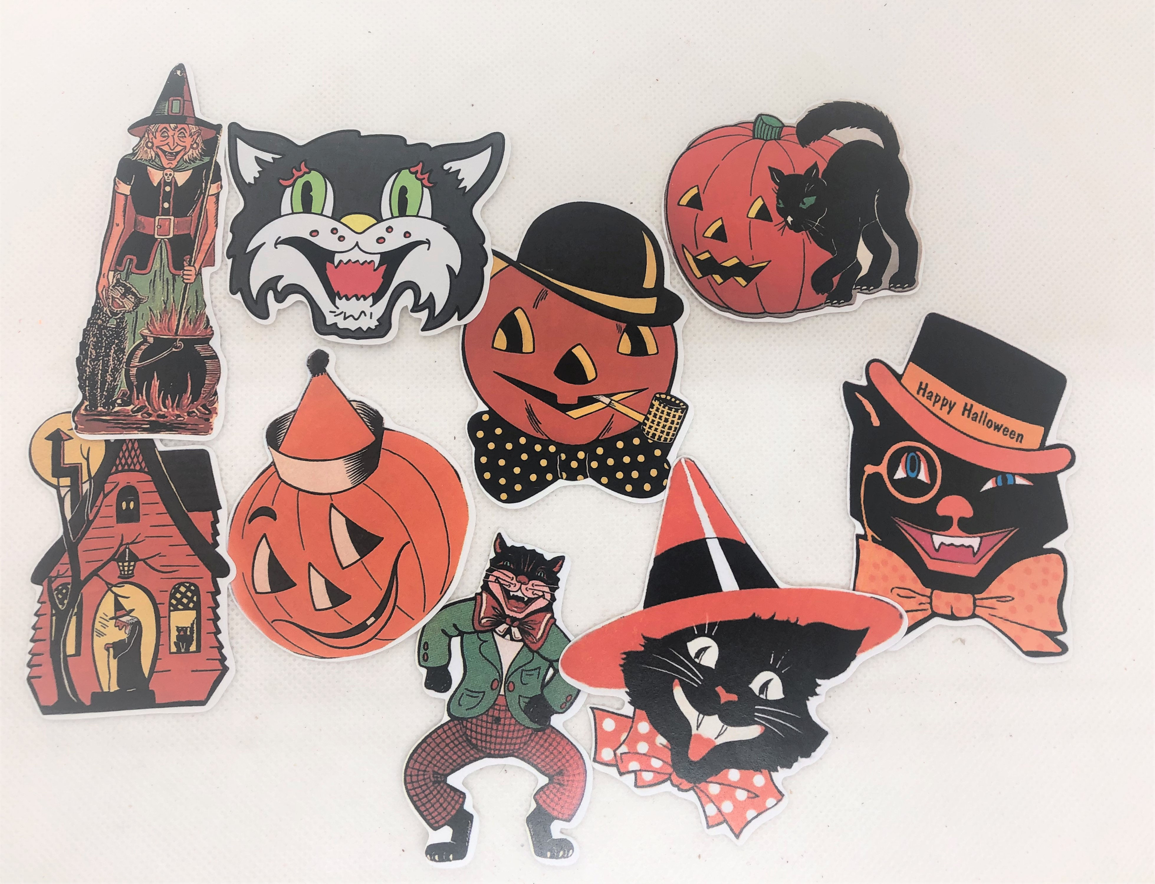 Retro Halloween theme sticker set of 9