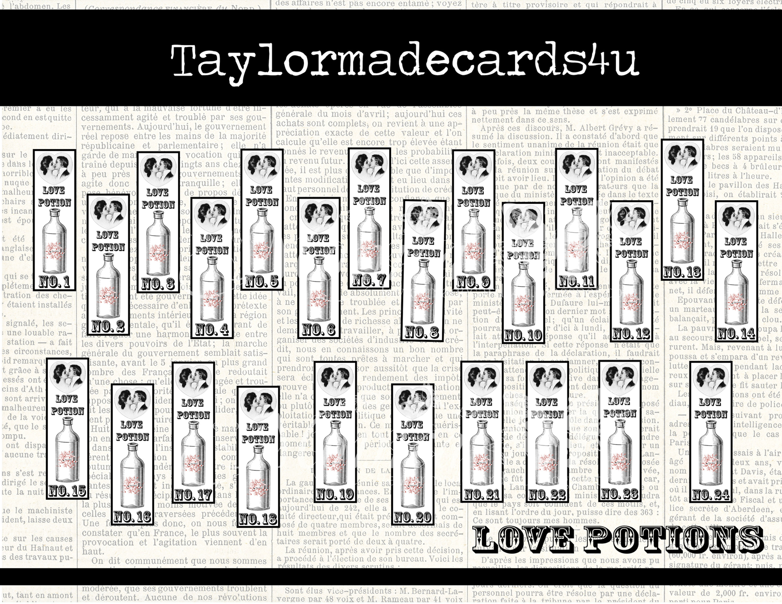 24 Digital Love Potions Ephemera Set