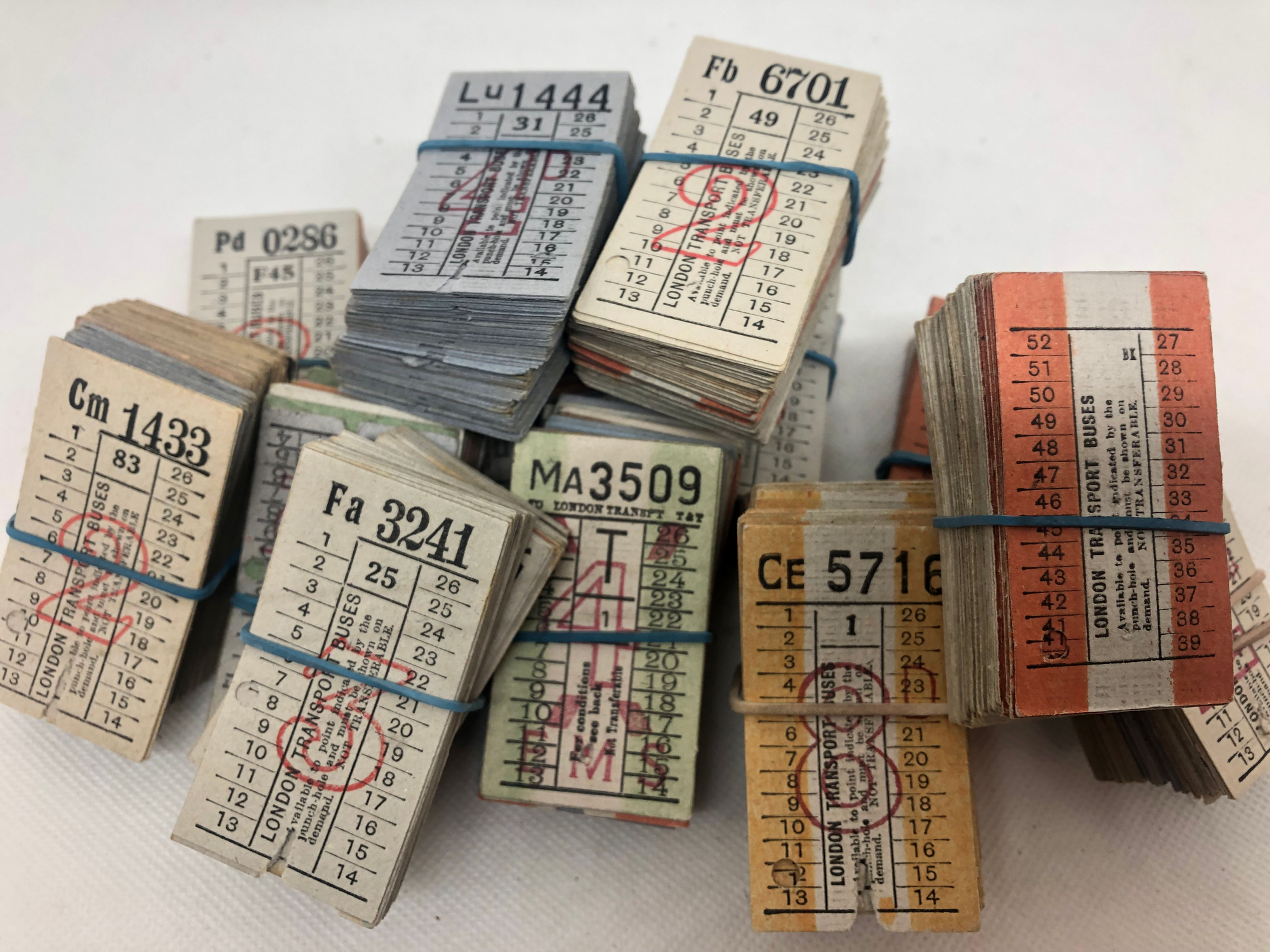 Vintage Bus Tickets: London / 12 pc/ Assorted / Travel Ephemera / Ticket lot