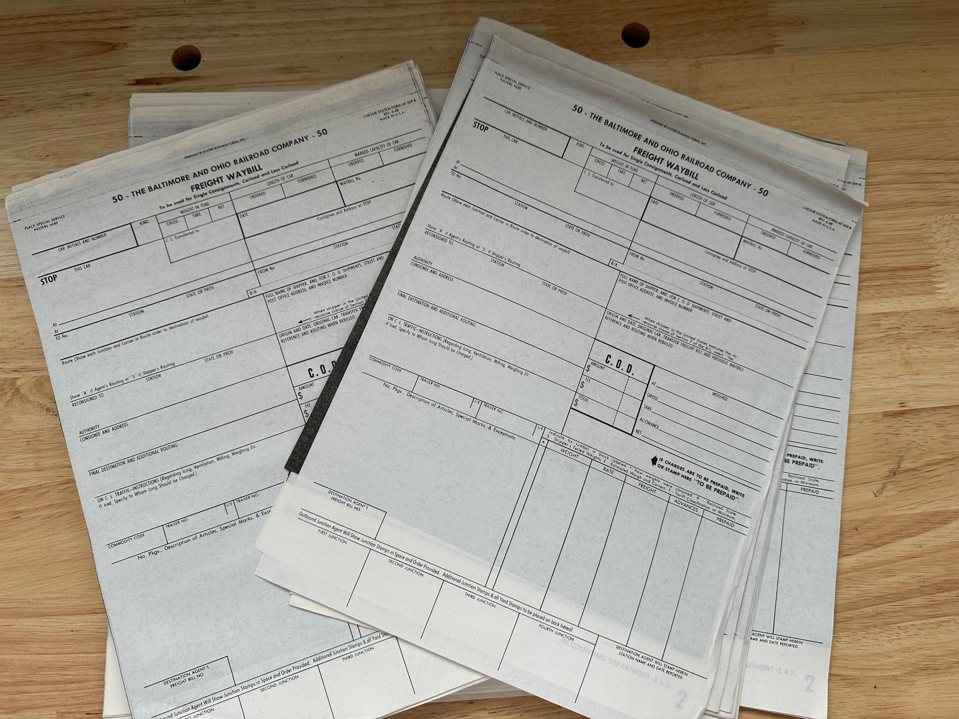 15 Baltimore and Ohio Railroad Freight Waybill - NOS