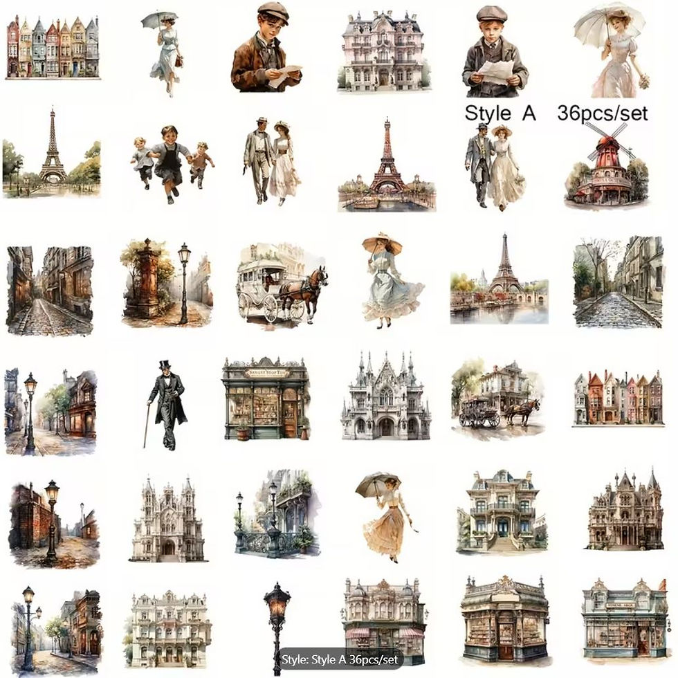 Thumbnail: 36pcs/set Vintage Paris Street Shop Stickers