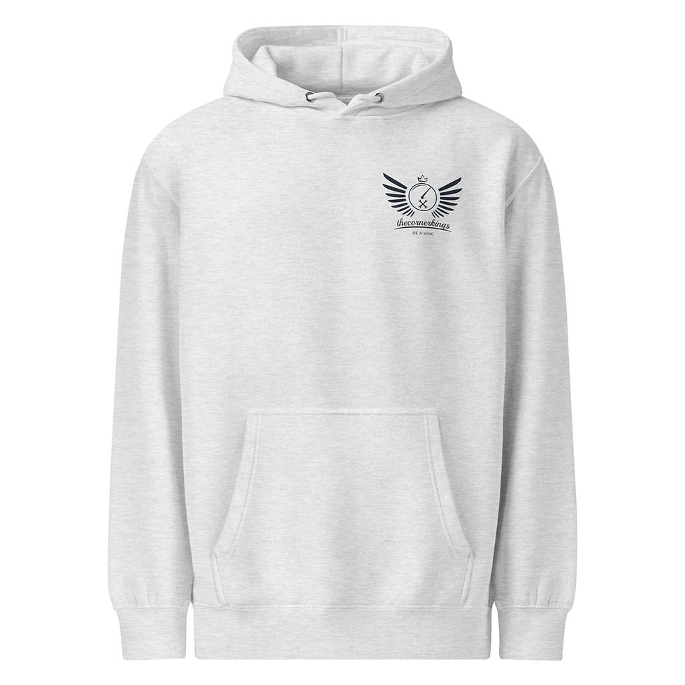 Grey hoodie with TheCornerKings logo