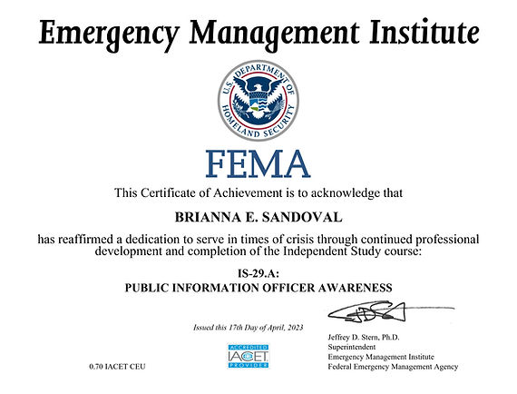 Public Information Officer Awareness FEMA Certification