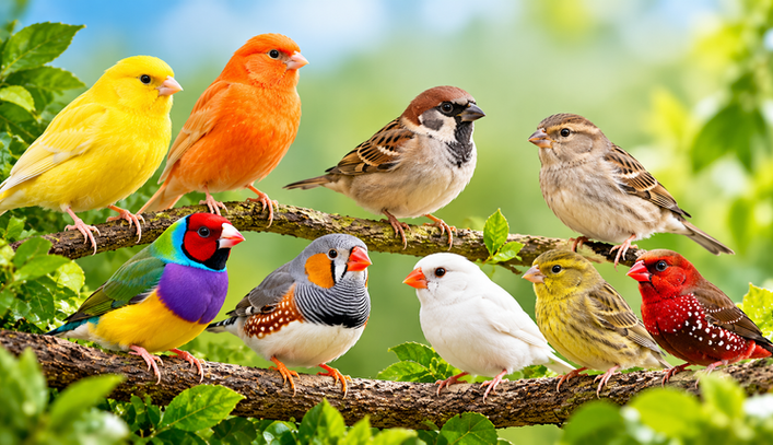 Colorful Songbirds on Garden Branches (1).png