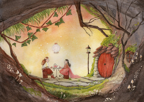 Thé sylvestre - aquarelle Marie-Anne Vicquelin Atelier Créarêves