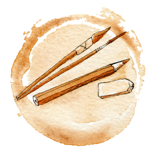 pinceau et crayons