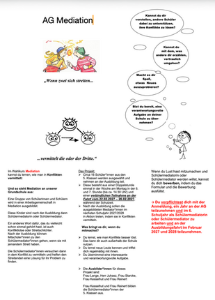 Plakat zum Wahlpflichtangebot Mediation