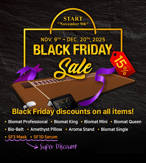 Richway Amethyst BioMat Health Products including the one and only Amethyst BioMat is on sale now! Don't miss these super black Friday sales with BioMat. Order your BioMat on sale with BioMat Canada or our US site The BioMat e-store. Stay warm and healthy this Winter.