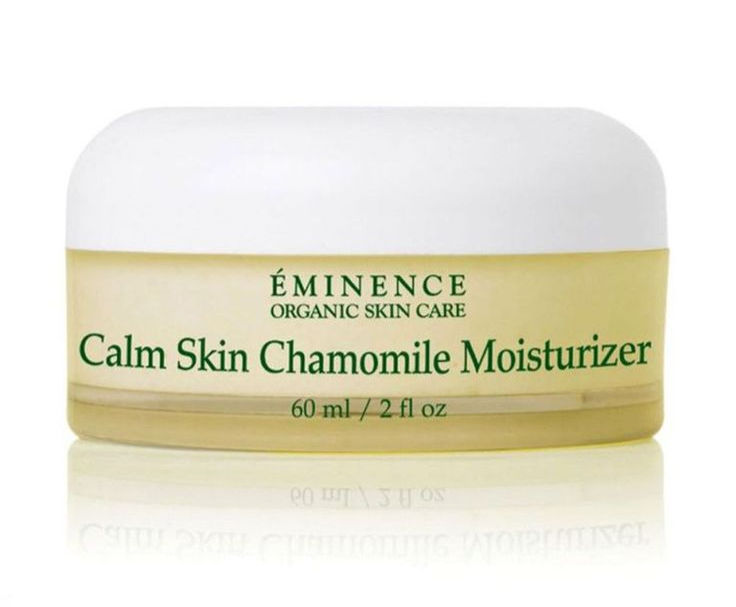 Rosacea skin treated with Éminence product Calm Skin Chamomile Moisturizer available at amaïa spa in bedford and Tantallon Nova Scotia