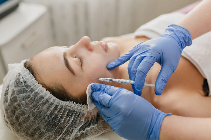 closeup of cosmetology procedure of a woman