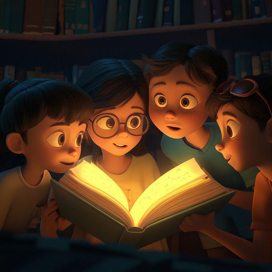A group of children discovers a mysterious book