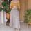 Thumbnail: Vintage 100% Silk Pleated Floral Skirt in Gray - (EU38)