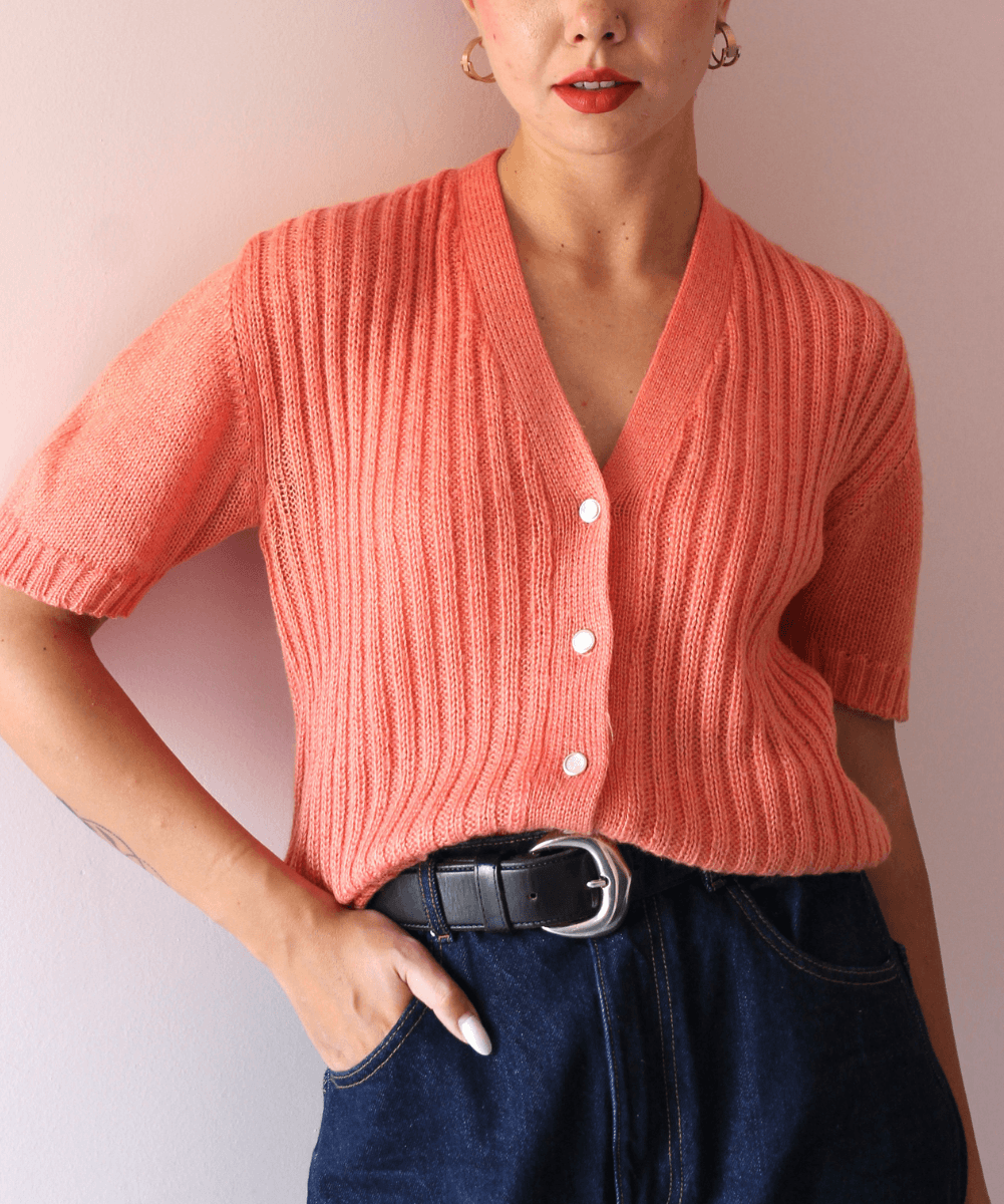 90s Wool Blend Cardigan in Peach Pink - (EU40)