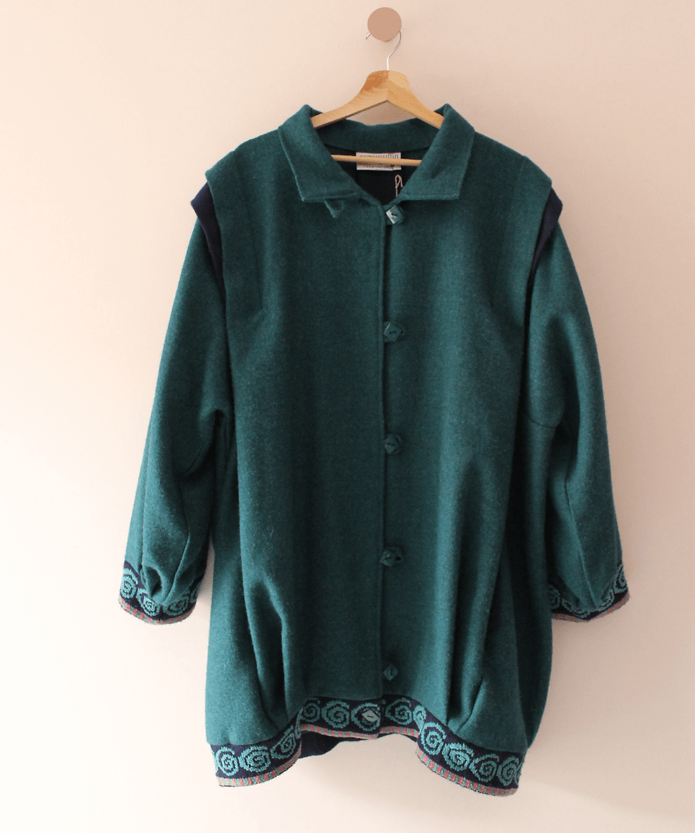 Thumbnail: Vintage Statement Pure Wool Coat (One Size)