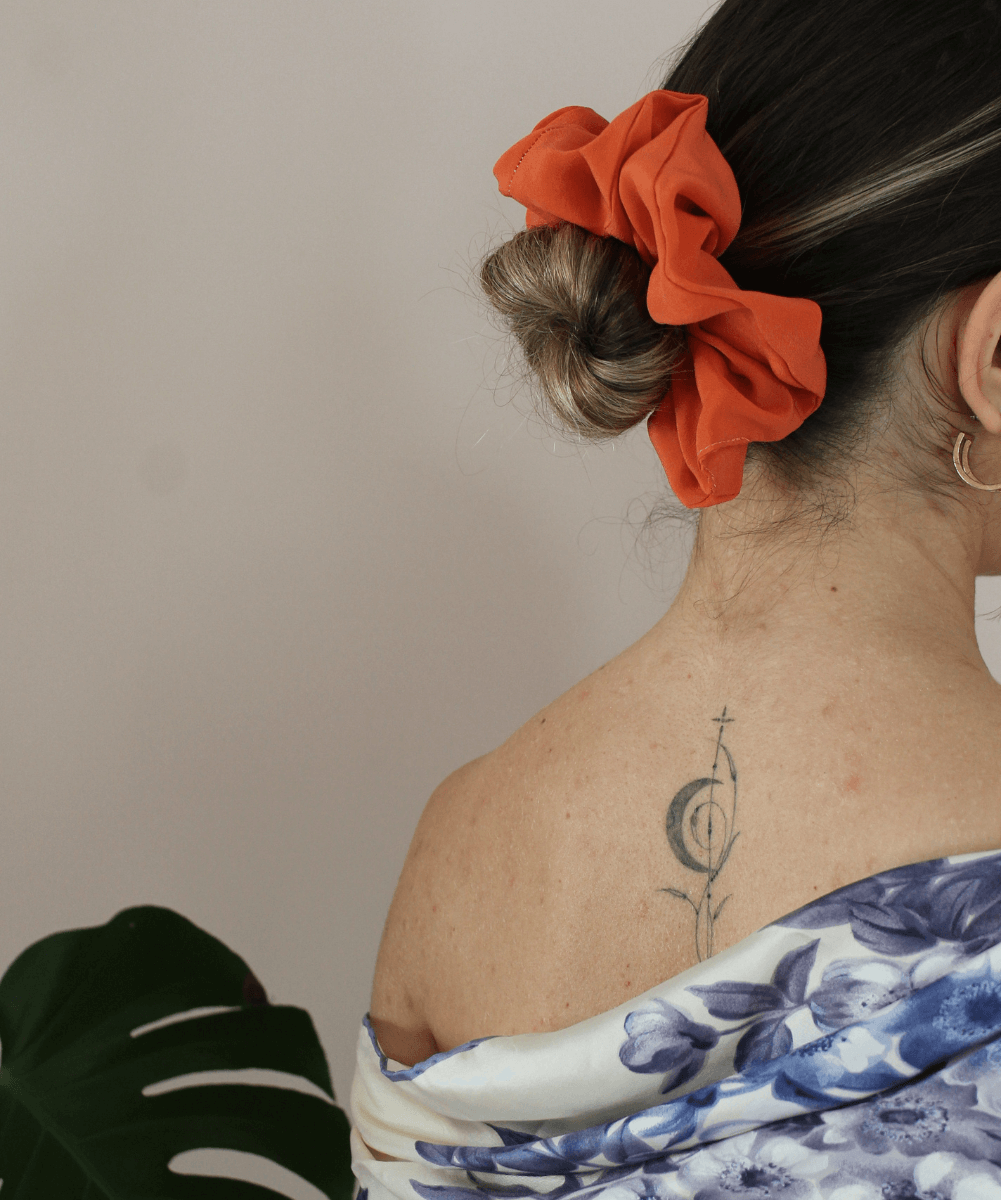 Upcycled Silk Scrunchie in Warm Orange