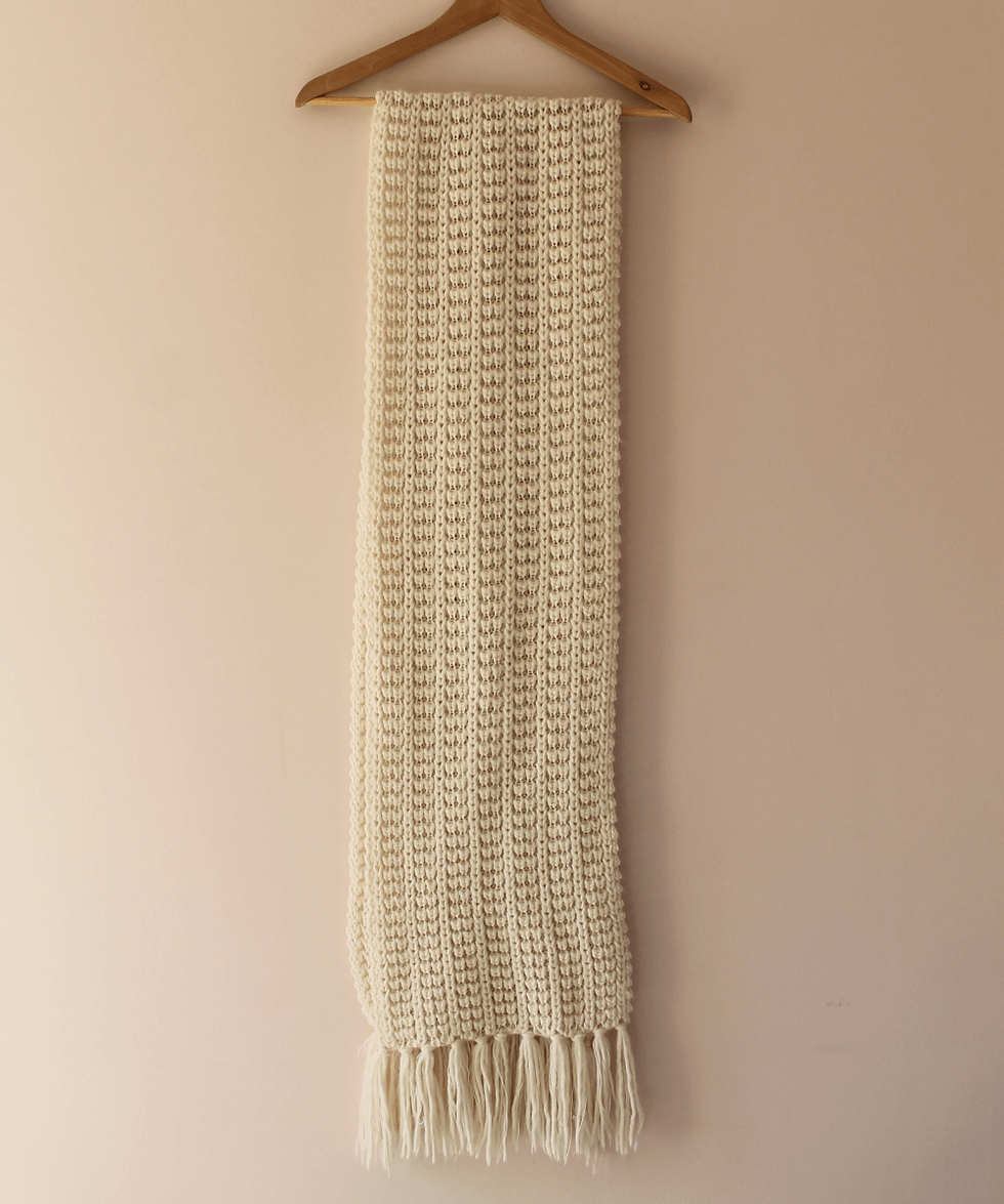 Thumbnail: Handmade Vintage Wool Scarf in White