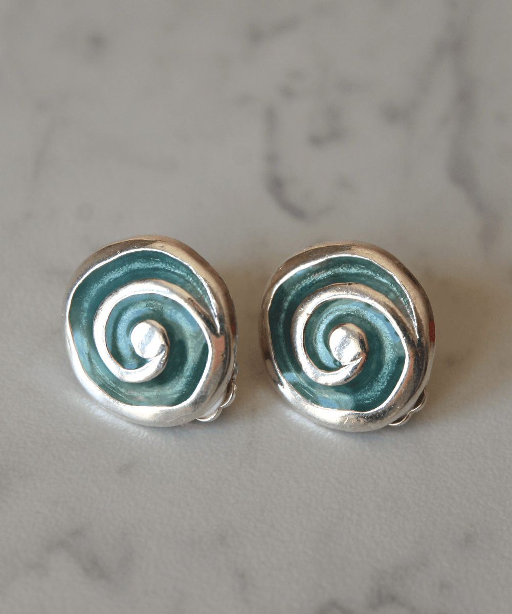 90s Deadstock Geometric Mint Enamel Earrings