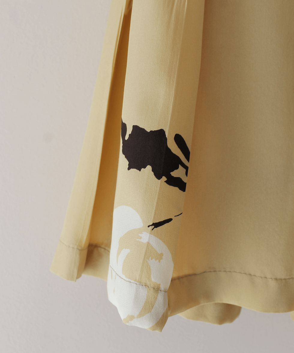 Thumbnail: Vintage Pleated Silk Blend Skirt - (EU36)