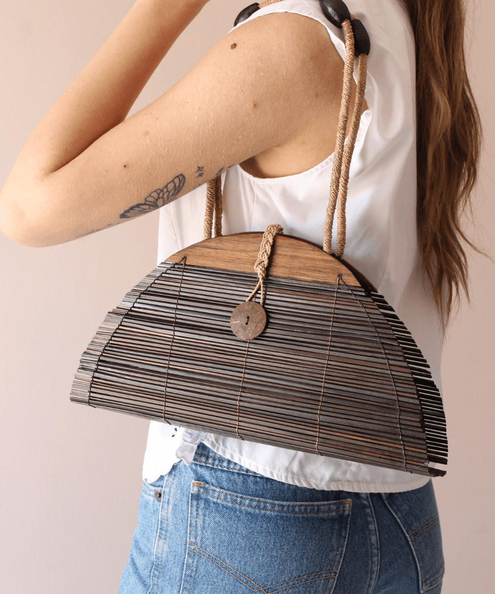 90s Vintage Statement Wood Bag