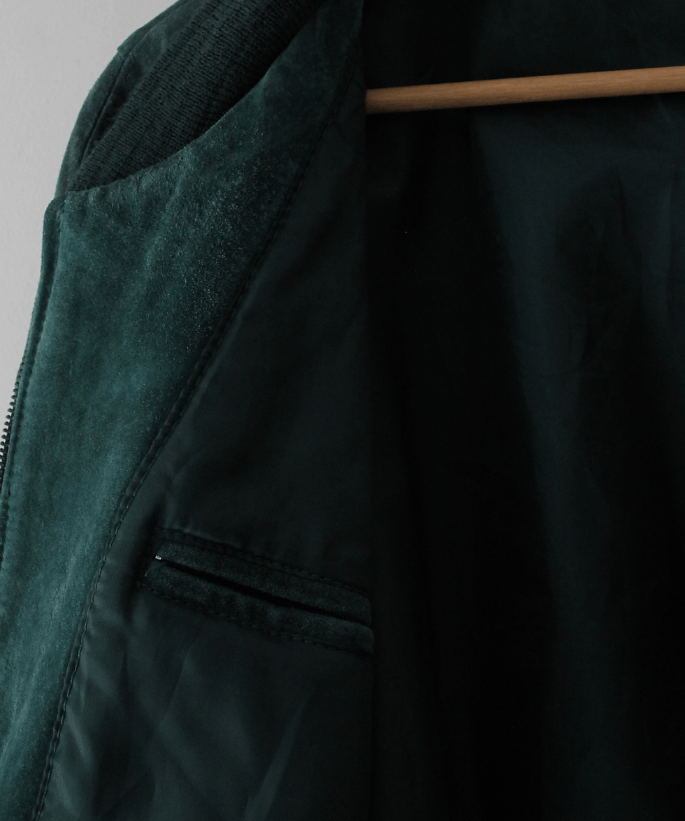 Thumbnail: 90s Suede Leather Bomber Jacket in Pine Green (EU54)