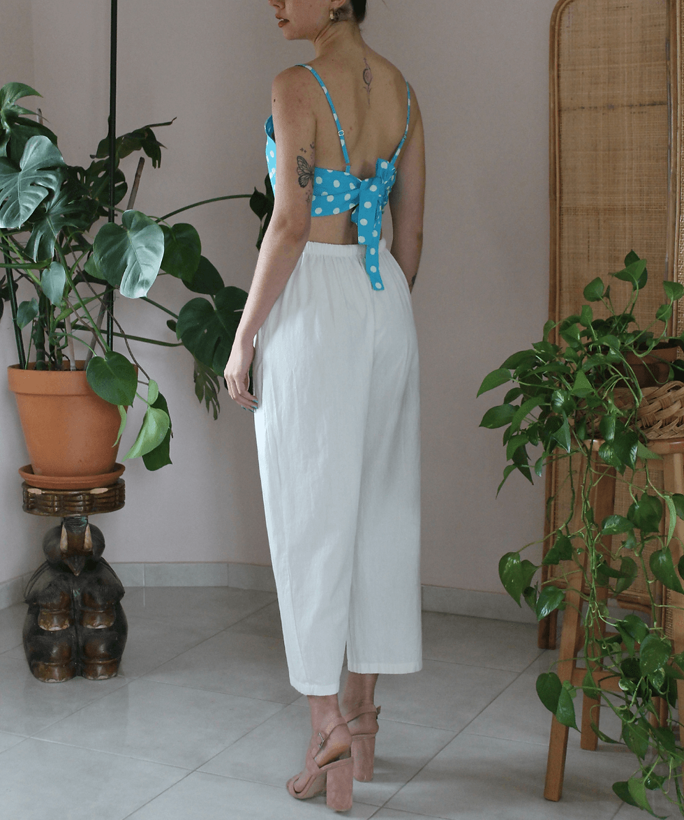 Thumbnail: Vintage High Waisted Linen Trousers in Off-White - (EU36 & EU38)
