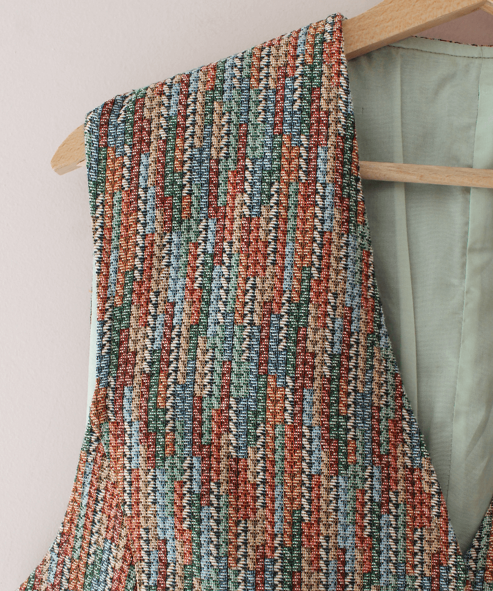 Thumbnail: 70s Vintage Geometric Print Vest - (EU42 )