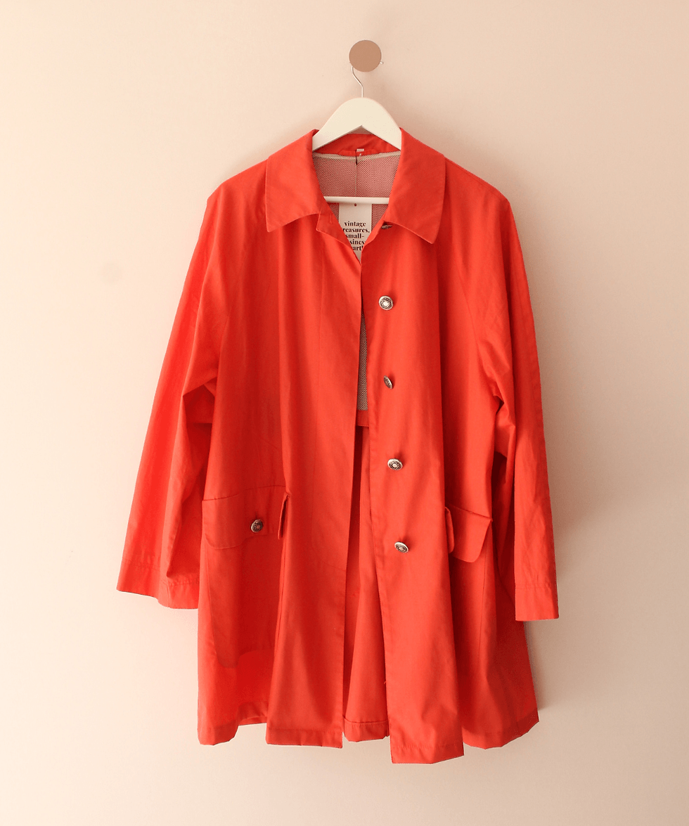 Thumbnail: 90s Vintage Cotton Blend Rain Coat in Salmon Red (EU50)