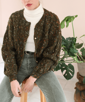 Vintage Handmade Cardigan in Green - Hazel rey Vintage - Athens Vintage Clothing store (2)