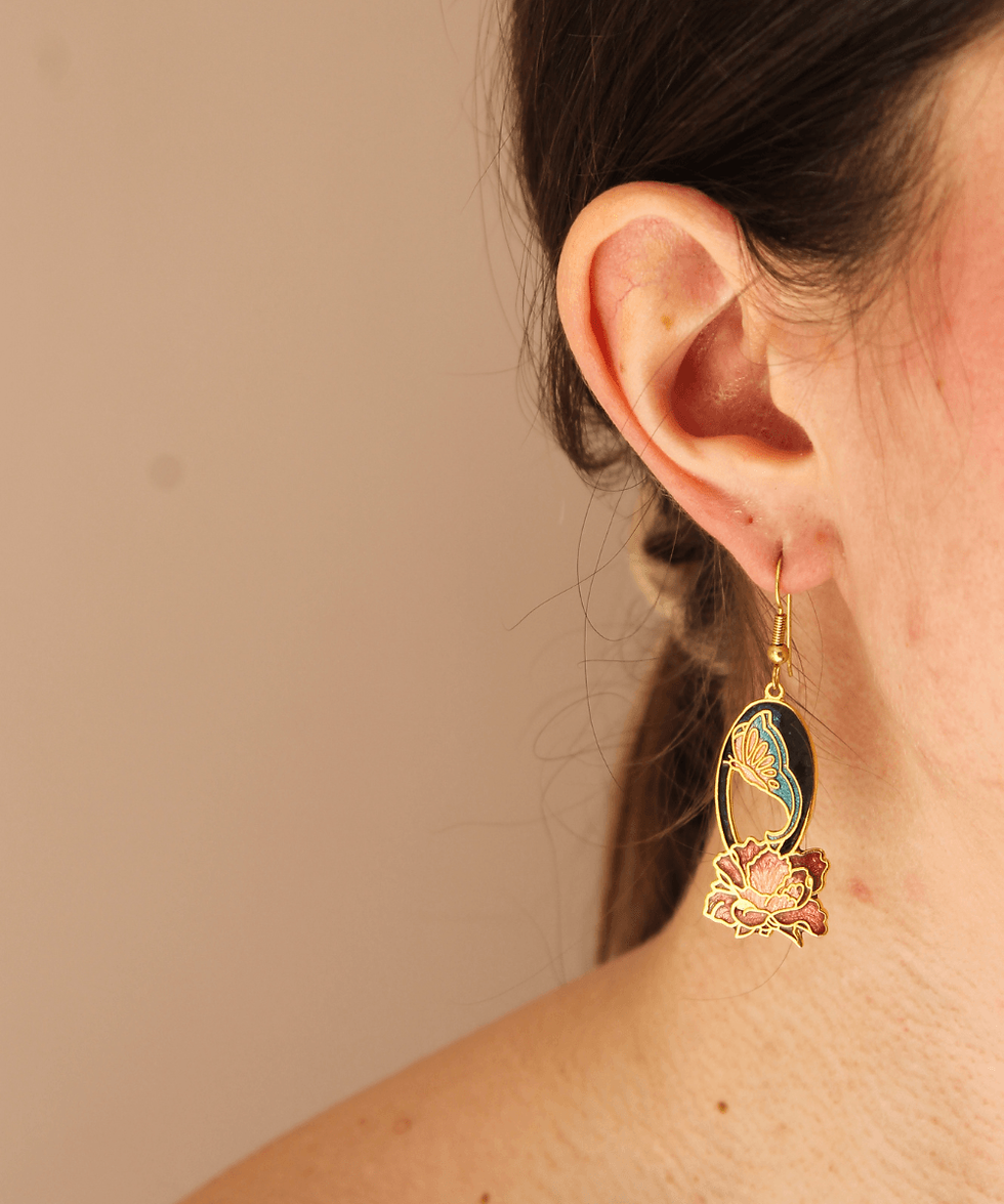 Thumbnail: 90s Deadstock Cloisonné Floral Earrings