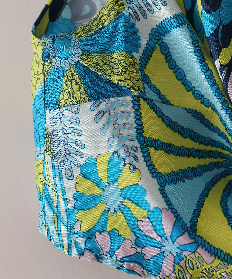 Thumbnail: 70s Handmade Tie Front/Back Floral Blouse - (One Size)